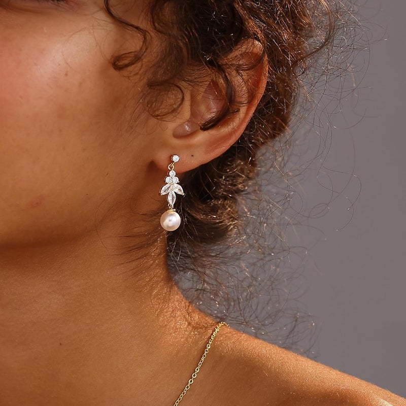 SELFROSE Store Gold Dangle Earrings for Women,Prom Jewelry Dainty Earring 14K Gold Plated Drop Earrings for Women Trendy Hypoallergenic CZ Dangling Earring - Image 3